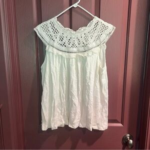 Meadow Rue Ivory Crochet Detail Tank Top